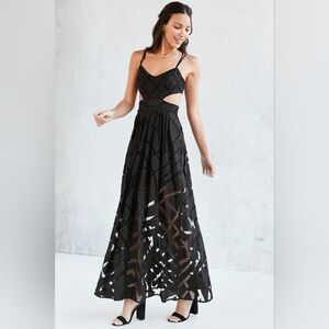 UO Urban Outfitters Silence + noise black meag overlay cutout dress 6